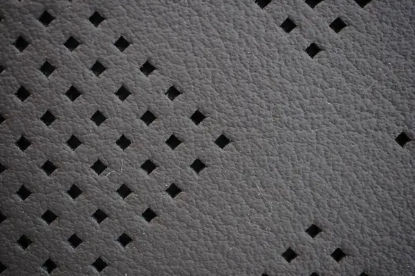 Scaun Auto Gri Perforat Textura Din Piele Naturală Extrem Aproape — Fotografie, imagine de stoc