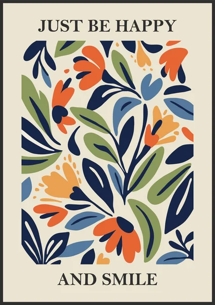 Botanical Matisse Inspired Flower Wall Art Posters Brochure Flyer Templates — Stock Vector