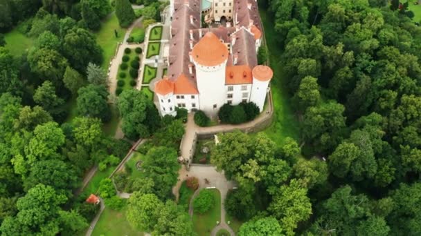 Вид Конопляцкий Замок Озеро Центрально Черноземном Регионе Чехии — стоковое видео