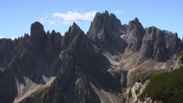 Skåda Den Vördnadsbjudande Tre Cime Lavaredo Italienska Alperna Ett Magnifikt — Stockvideo