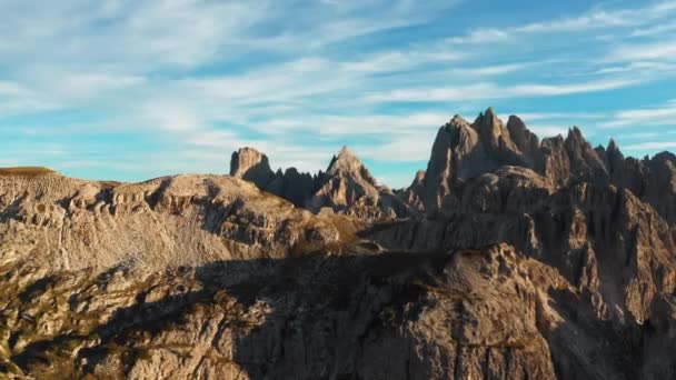 Een Adembenemend Panoramisch Uitzicht Tre Cime Lavaredo Bergketen Italiaanse Alpen — Stockvideo