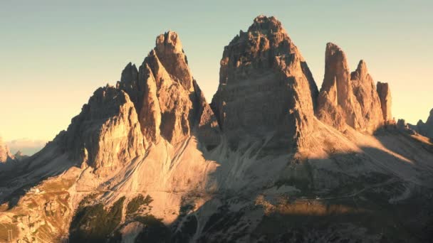 Tre Cime Lavaredo Groupe Montagnes Dans Les Alpes Italiennes Sur — Video