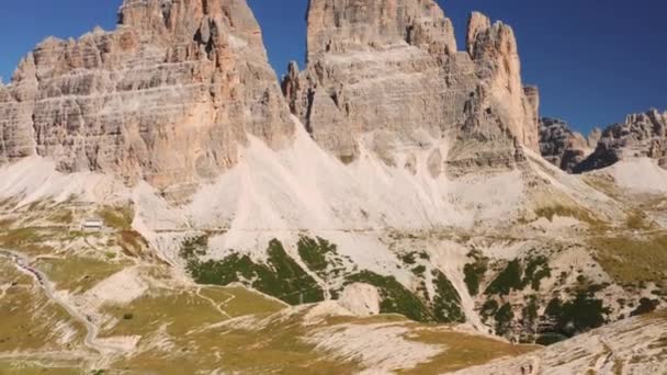 Italiaanse Alpen Het Bijzonder Tre Cime Lavaredo Tegen Een Prachtige — Stockvideo