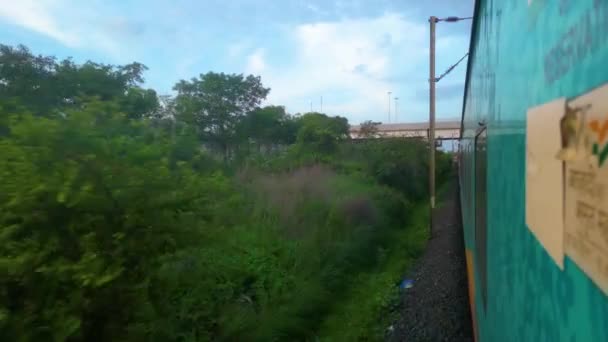 Ferrocarril Indio Hermoso Viaje Clima Impresionante — Vídeo de stock
