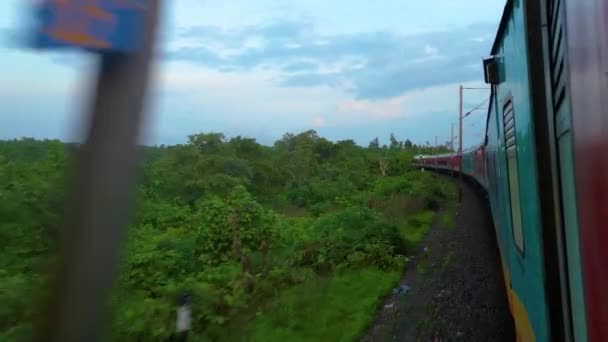 Indian Railway Piękna Podróż Niesamowita Pogoda — Wideo stockowe