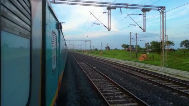 Ferrocarril Indio Hermoso Viaje Clima Impresionante — Vídeos de Stock
