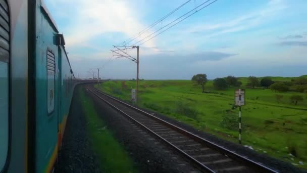Індійська Залізниця Красива Подорож Дивовижна Погода — стокове відео