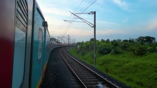 Ferrocarril Indio Hermoso Viaje Clima Impresionante — Vídeo de stock