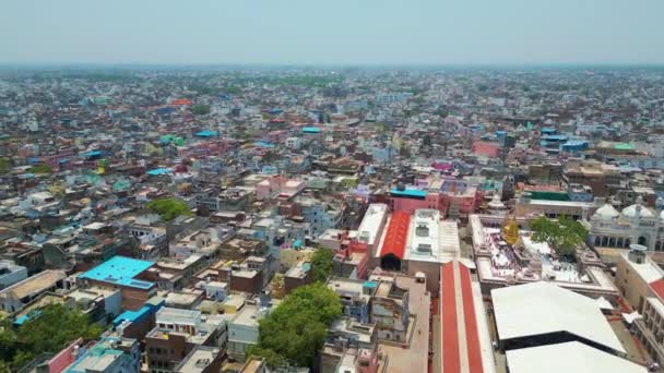 Aerial Widok Rzekę Ganga Ghat Varanasi Indie — Wideo stockowe
