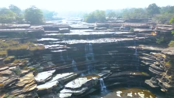 Rajdari Devdari Vízesések Buja Zöld Chandraprabha Vadvilági Szentélyben Találhatók Kilátással — Stock videók
