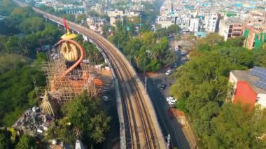 Yeni Delhi, Hindistan, 23 Kasım 2023, Karol bagh metro istasyonu hava manzaralı