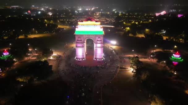 Porte Inde Nuit Vue Aérienne Drone — Video