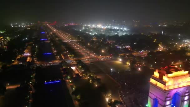 Ινδία Πύλη Νύχτα Αεροφωτογραφία Από Drone — Αρχείο Βίντεο