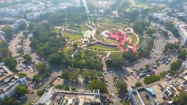 New Delhi Indien November 2023 New Delhi Connaught Place Flygfoto — Stockvideo