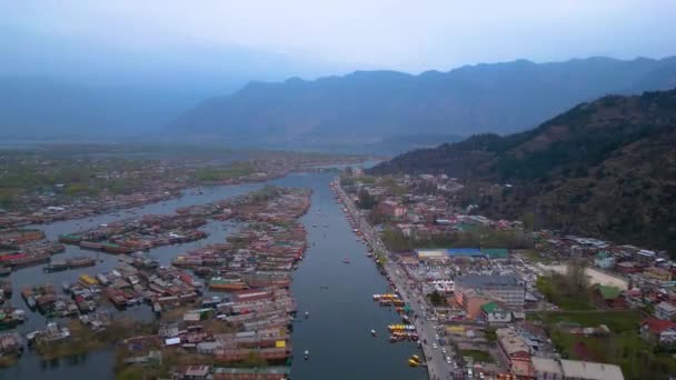 Srinagar Jammu Kashmir India March 2023 Dal Lake View Drone — 图库视频影像