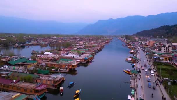 Srinagar Jammu Kashmir India Maart 2023 Dal Lake View Drone — Stockvideo