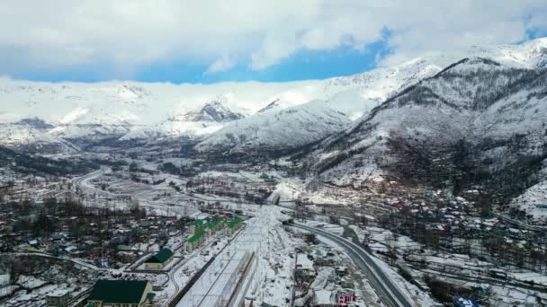 Όμορφη Θέα Του Κασμίρ Χιονοπτώσεις Τζαμού Και Κασμίρ Ινδία — Αρχείο Βίντεο