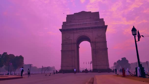 Indická Brána Válečný Památník Nachází Blízkosti Kartavya Stezka Východním Okraji — Stock video