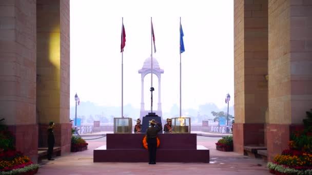 Hindistan Kapısı Eski Adıyla Rajpath Olan Yeni Delhi Nin Törensel — Stok video