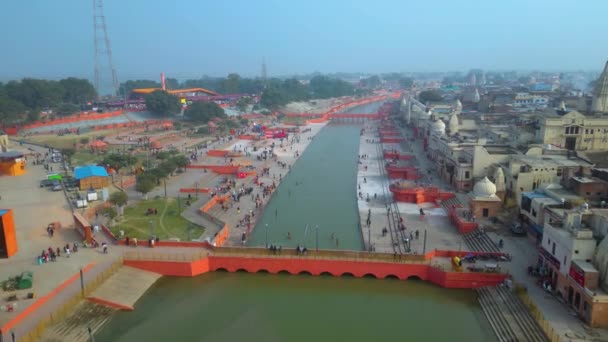 Ayodhya Drone Visning Shri Ram Mandir Shri Hanuman Garhi Mandir – Stock-video