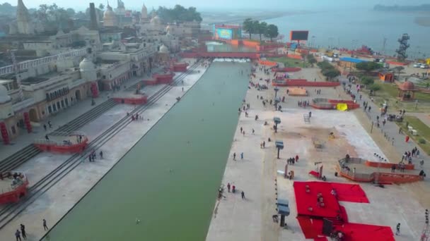 Ayodhya Drone View Shri Ram Mandir Shri Hanuman Garhi Mandir — Video Stock