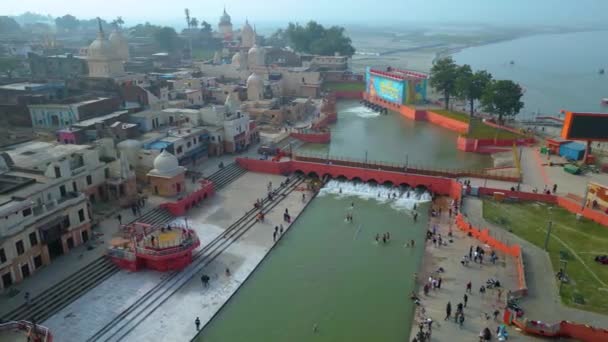 Ayodhya Drone Melihat Shri Ram Mandir Shri Hanuman Garhi Mandir — Stok Video