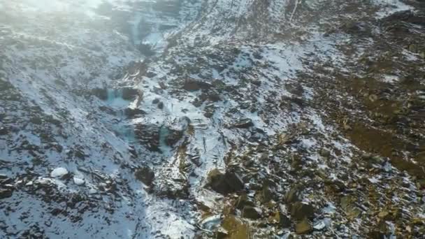Vista Aérea Citi Manali Mountain Greenery Paisagem Snow Hills Kokser — Vídeo de Stock