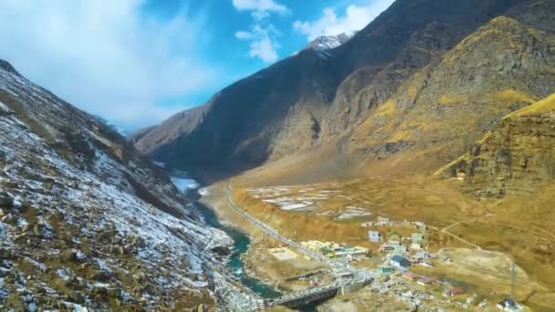 Veduta Aerea Citi Manali Mountain Greenery Paesaggio Snow Hills Kokser — Video Stock
