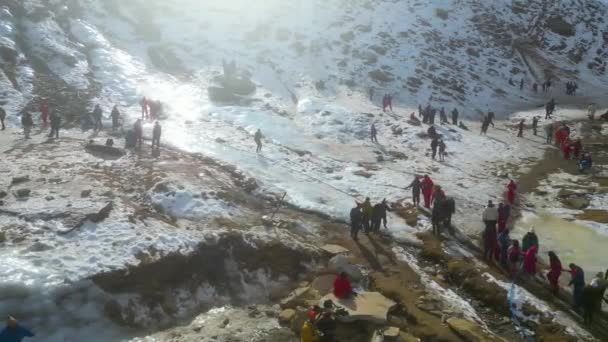 Flygfoto Citi Manali Mountain Greenery Landskap Och Snow Hills Kokser — Stockvideo