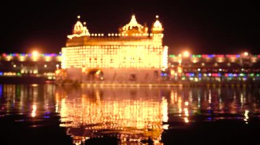 Altın Tapınak Amritsar Hindistan (Sri Harimandir Sahib Amritsar) Altın Tapınak 'ta Gurupurab' ı ve Havai fişekleri Kutla,