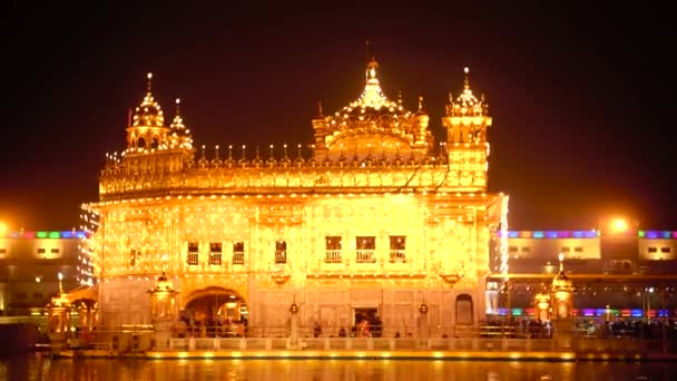 Χρυσός Ναός Amritsar Ινδία Σρι Harimandir Sahib Amritsar Γιορτάστε Gurupurab — Αρχείο Βίντεο