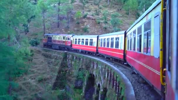 Tren Juguete Shimla Después Las Nevadas Tren Histórico Camino Shimla — Vídeos de Stock