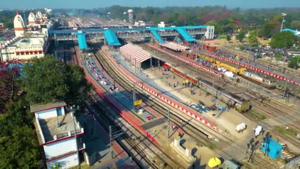 Flygfoto Över Varanashi Järnvägsstation Drone View Järnvägsstation — Stockvideo