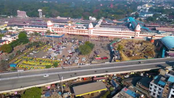 Letecký Pohled Vlakové Nádraží Varanashi Drone View Nádraží — Stock video