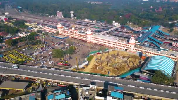 Letecký Pohled Vlakové Nádraží Varanashi Drone View Nádraží — Stock video