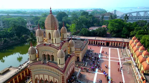 stock image Aerial view of Dakshineswar Kali Temple