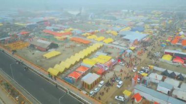 Maha Kumbh Mela Prayagraj 'ın Hava Aracı Görünümü