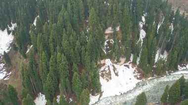 Doodhpathri 'nin Hava Görüntüsü, Jammu ve Kashmir' in Budgam Bölgesi, Hindistan.