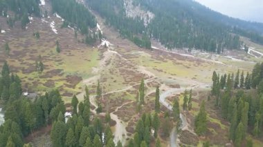 Doodhpathri 'nin Hava Görüntüsü, Jammu ve Kashmir' in Budgam Bölgesi, Hindistan.