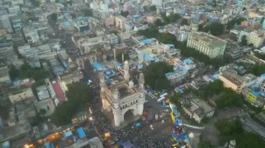 Charminar, Hyderabad, Hindistan 'ın havadan görünüşü.