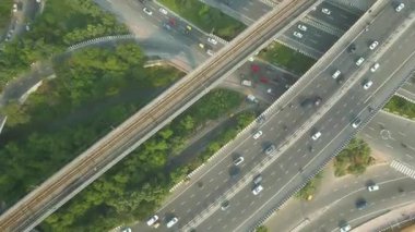 Hindistan 'ın en büyük Hindu tapınaklarından biri olan Yeni Delhi' deki Akshardham Tapınağı 'nın Hava Görüntüsü