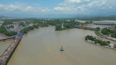 Haridwar Drone Video 4k HAR KI PAURI, Har ki Pauri Haridwar 'ın İHA görüntüsü, Haridwar videosu, Mata Mansh Devi, Shiv Heykeli