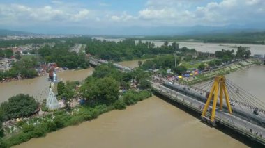 Haridwar Drone Video 4k HAR KI PAURI, Har ki Pauri Haridwar 'ın İHA görüntüsü, Haridwar videosu, Mata Mansh Devi, Shiv Heykeli