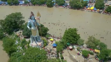 Haridwar Drone Video 4k HAR KI PAURI, Har ki Pauri Haridwar 'ın İHA görüntüsü, Haridwar videosu, Mata Mansh Devi, Shiv Heykeli