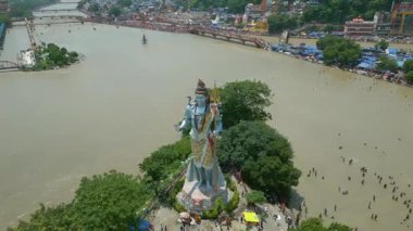 Haridwar Drone Video 4k HAR KI PAURI, Har ki Pauri Haridwar 'ın İHA görüntüsü, Haridwar videosu, Mata Mansh Devi, Shiv Heykeli