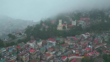 Shimla Hill İstasyonu Hava Görüntüleme AVM Yolu ve Jakho Tapınağı