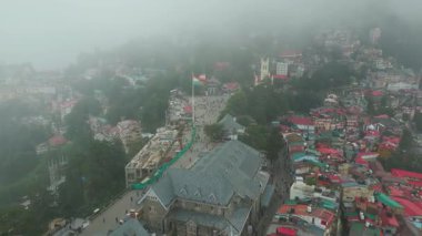 Shimla Hill İstasyonu Hava Görüntüleme AVM Yolu ve Jakho Tapınağı
