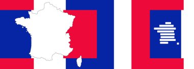 Fransa yaratıcı arka plan teması yuvarlaktır çünkü Fransa 'nın basitleştirilmiş siluet haritası Fransız bayrağının canlı ulusal renkleri