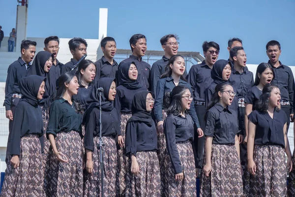 Semarang Indonesië Augustus 2019 Diponegoro University Koor Team Verwelkomt Nieuwe — Stockfoto