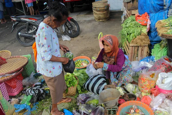 Várias Atividades Compra Venda Mercado Tradicional Semarang Java Central Durante — Fotografia de Stock